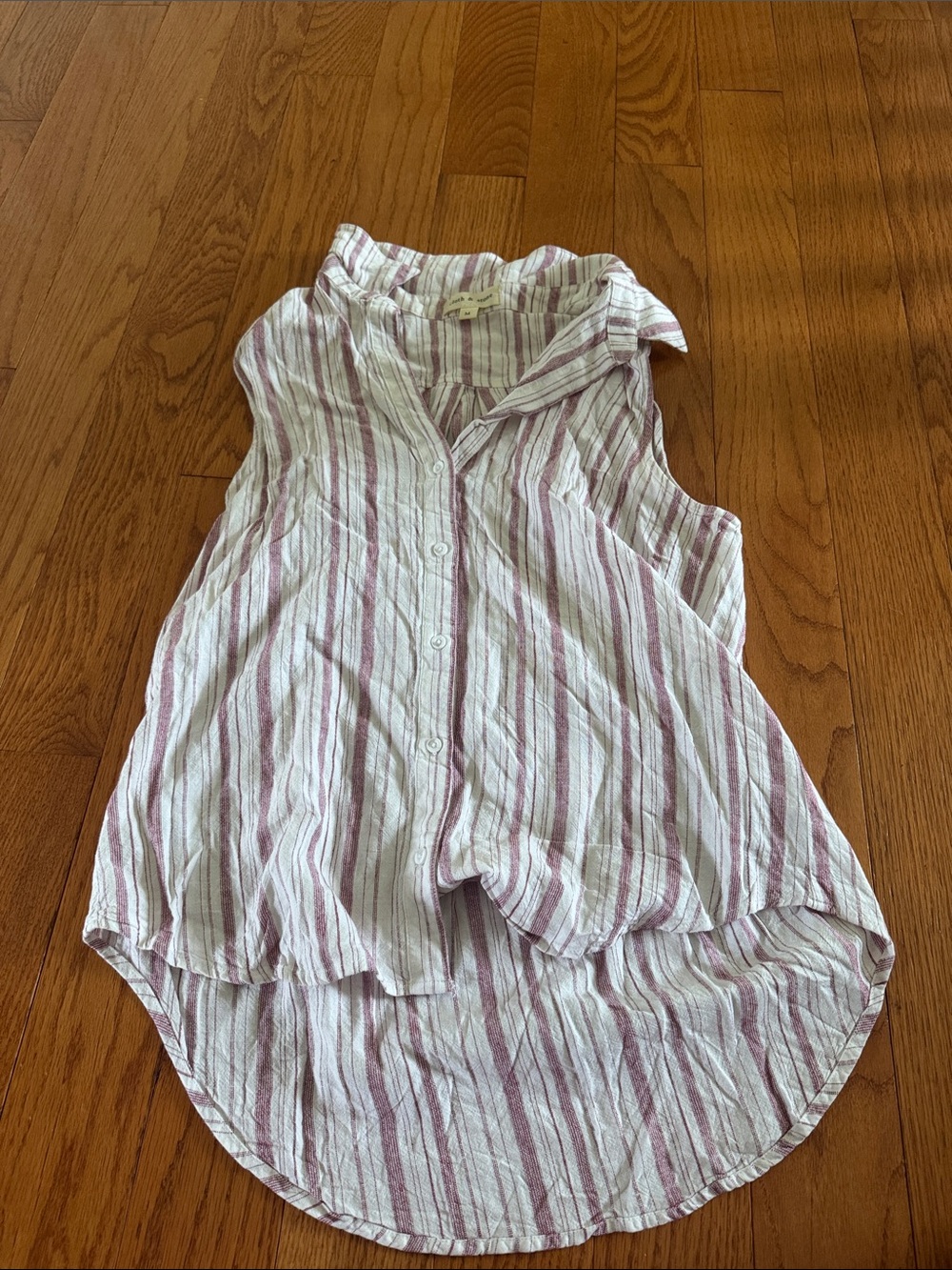 cloth & stone Sleeveless Striped Button-Front Top - White & Mauve